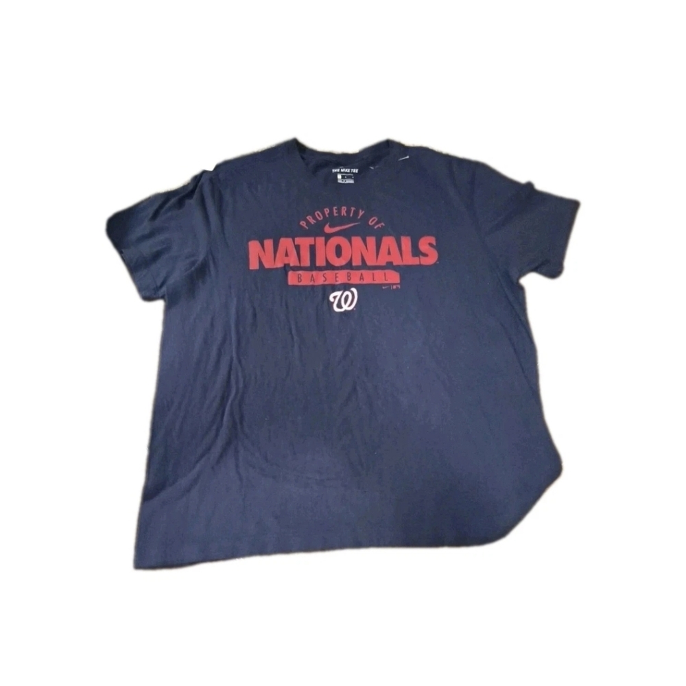 Nike Blue and Red Nationals Short Sleeve Tee